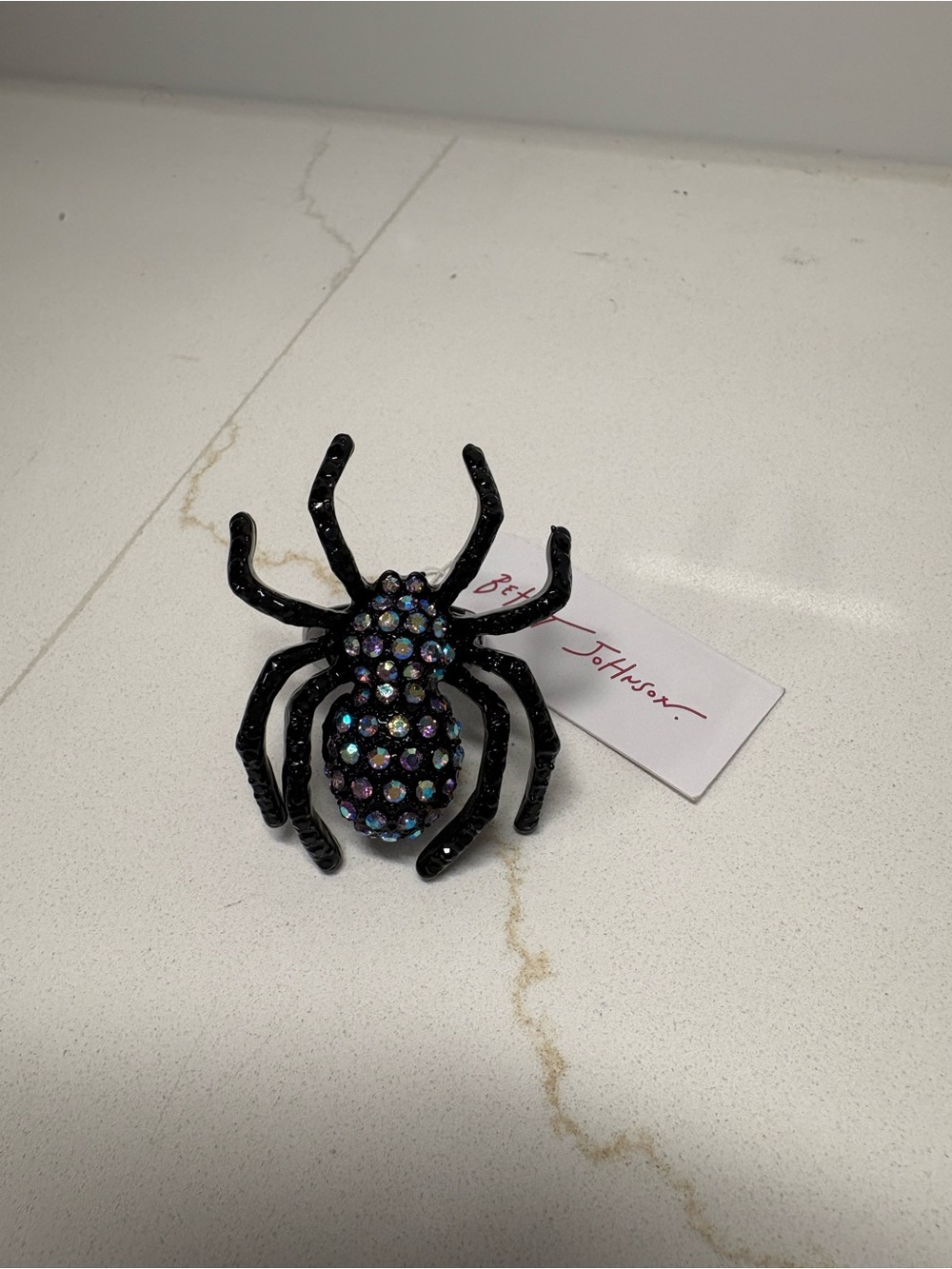 Betsey Johnson NWT Iridescent Gem Spider Cocktail Ring NWT Sizable